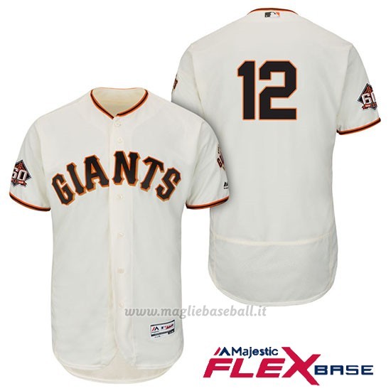 Maglia Baseball Uomo San Francisco Giants Joe Panik Ivory 1ª60th Season Flex Base